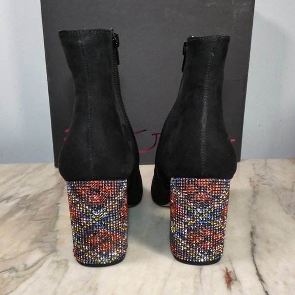 NiB SPARKLING Heels! Fun! Fabulous! Betsey Johnson Kassie Fashion Boot 8 Black - Picture 3 of 11